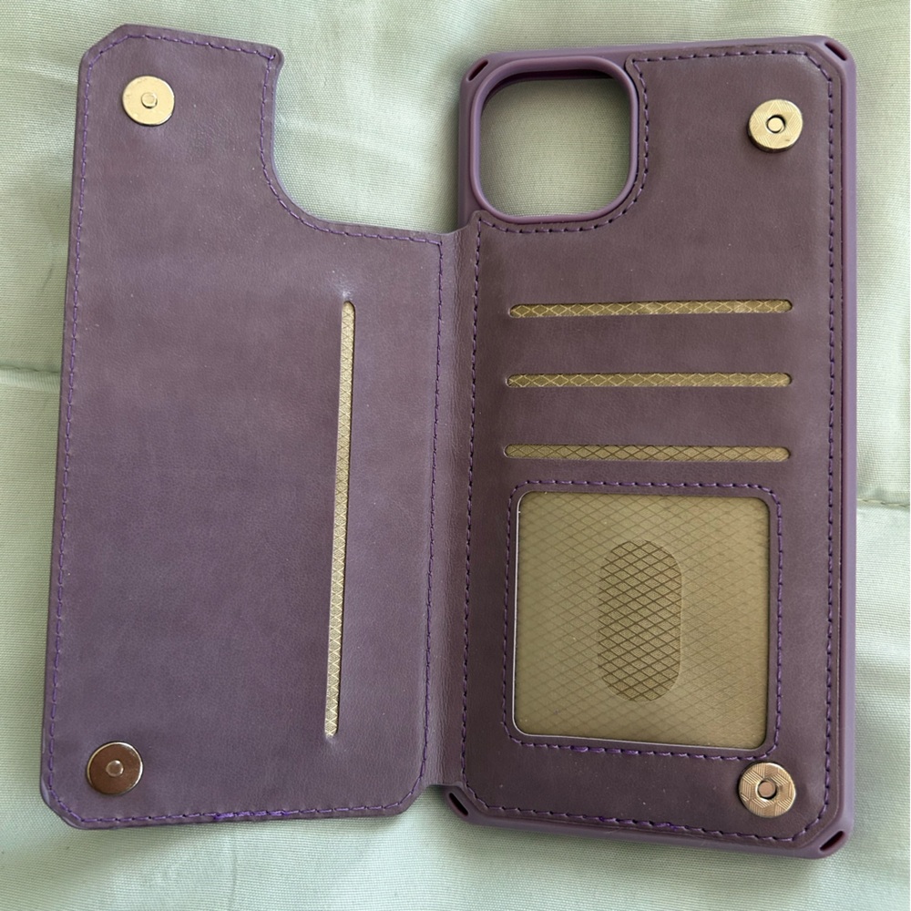 Purple Leather Phone Wallet Case